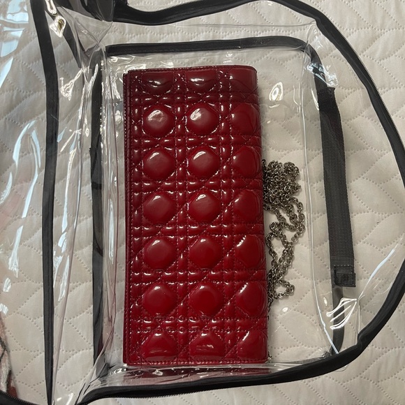 Dior Red Quilted Clutch with Iconic Cannage Pattern - Picture 7 of 10